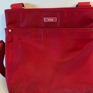 Tumi nylon red crossbody bag